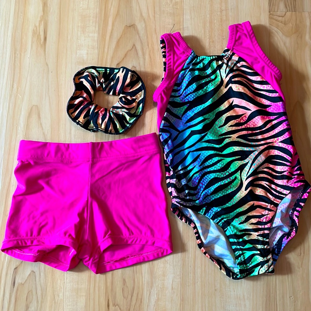 Bright Tiger Striped Gymnastics Leotard Set